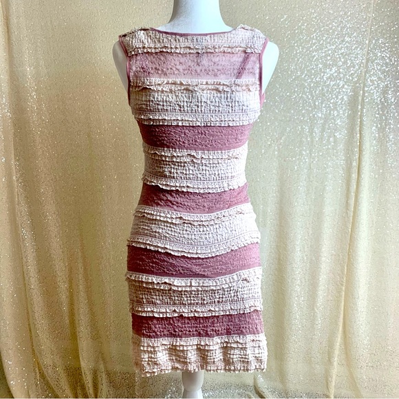 Monoreno Sleeveless Crochet/Lace Bodycon Pink/Blush Dress with Adjustable Slip - Picture 3 of 8